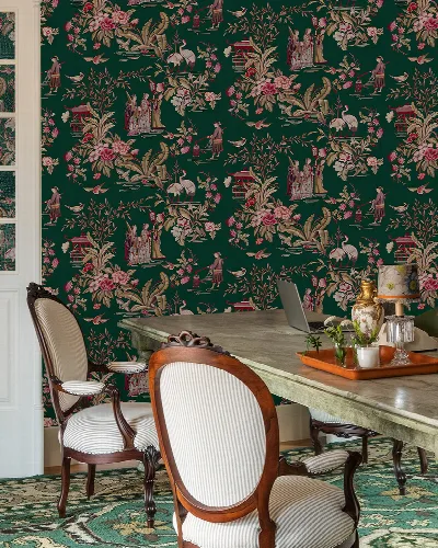 Quenora Solace Architectural Wallpaper — Emerald