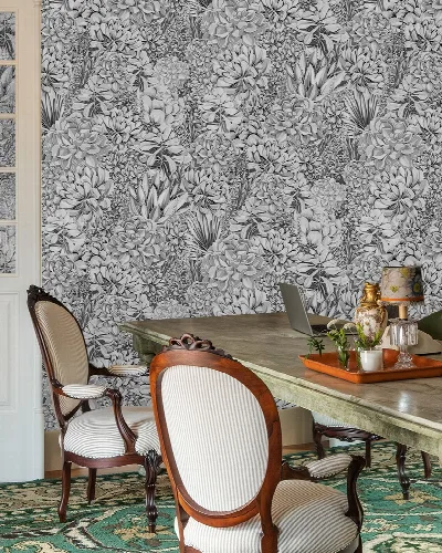 Kestrel Gleam Botanical Wallpaper — Silver Gray