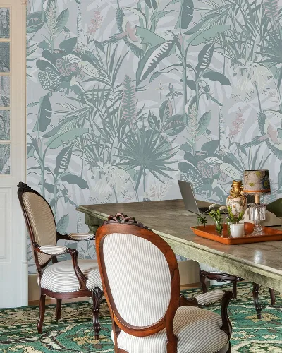 Norwyn Story Tropical Wallpaper — Mist Blue
