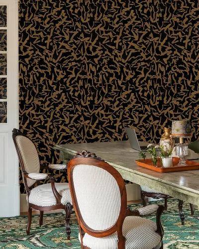 Quenora Whim Geometric Wallpaper — Copper Black