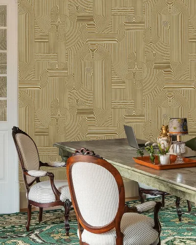 Orlena Whim Botanical Wallpaper — Antique Gold