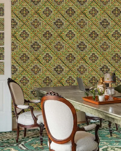 Celandine Chronicle Tile Effect Wallpaper