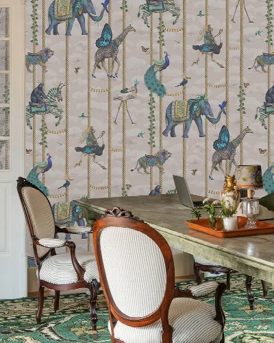 Larkspur Passage Carnival Wallpaper — Ivory