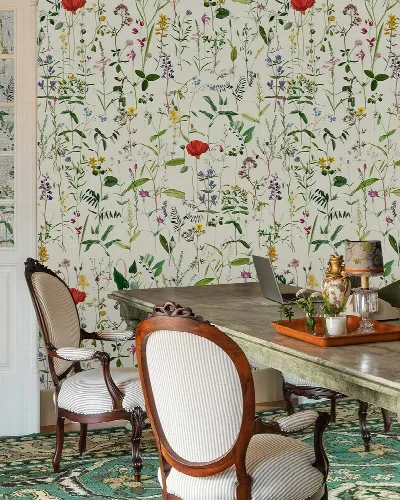 Dovewick Chronicle Dark Floral Wallpaper — Warm Ivory