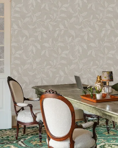 Peverly Keepsake Botanical Wallpaper — Warm Gray