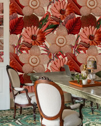Gildmere Passage Floral Wallpaper — Coral