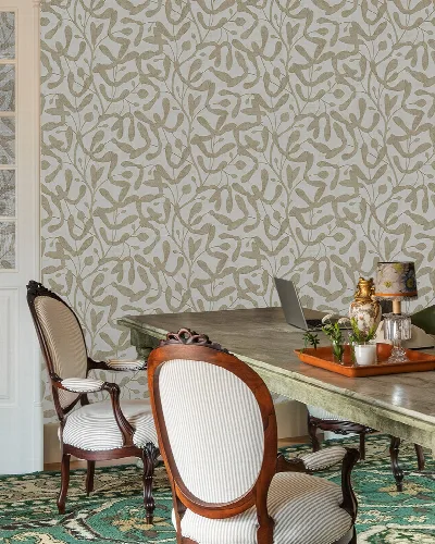 Thistlemere Tapestry Botanical Wallpaper — Silver Gray