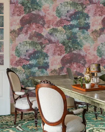 Merevale Whim Geometric Wallpaper — Rose Teal