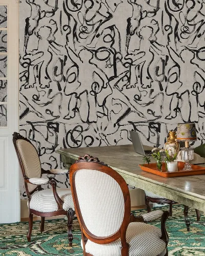 Kestrel Rhapsody Geometric Wallpaper — Monochrome