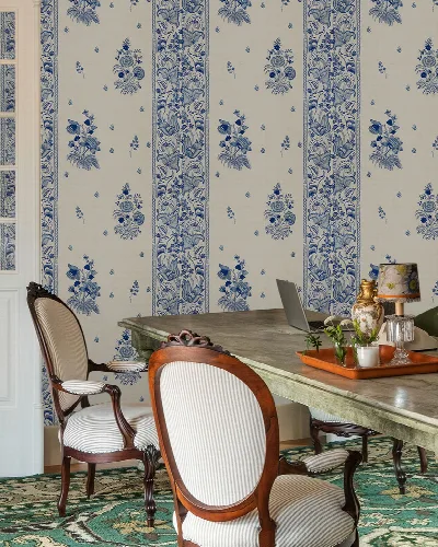 Kestrel Story Floral Wallpaper — Porcelain Blue