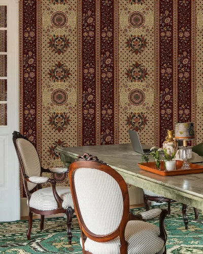 Junora Verse Ornamental Wallpaper — Burgundy