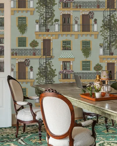 Peverly Daydream Architectural Wallpaper — Warm Ivory