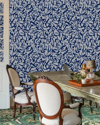 Quenora Whim Geometric Wallpaper — Indigo