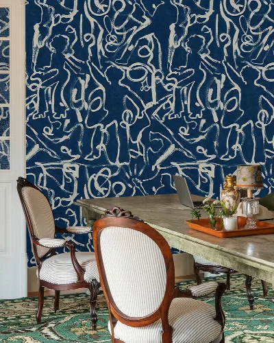 Kestrel Rhapsody Geometric Wallpaper — Indigo