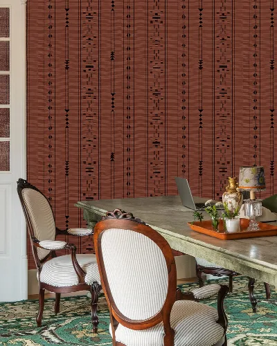 Quenora Chronicle Checks & Stripes Wallpaper — Terracotta