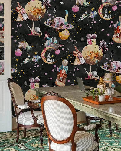 Larkspur Whim Celestial Wallpaper — Midnight