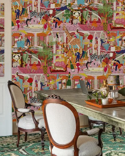 Merevale Cadence Architectural Wallpaper — Coral Sky