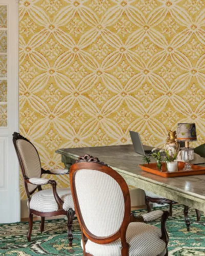 Kestrel Folio Geometric Wallpaper — Golden Yellow