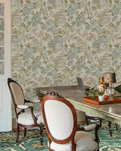 Orlena Cadence Floral Wallpaper — Powder Blue