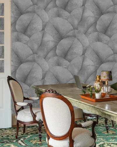 Roskell Solace Botanical Wallpaper — Silver Gray