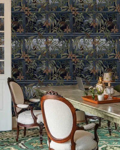 Orlena Enclave Tropical Wallpaper — Midnight Blue