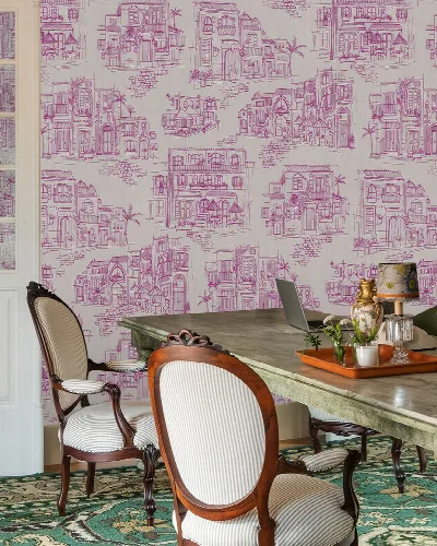 Larkspur Haven Architectural Wallpaper — Lilac
