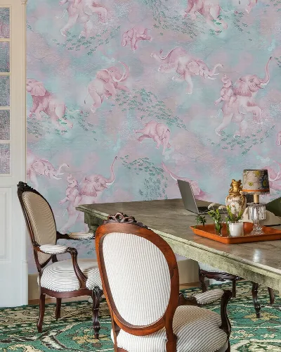Larkspur Folio Animal Wallpaper — Blush