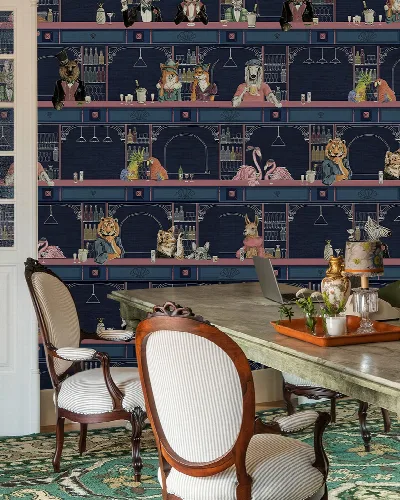 Larkspur Prelude Illustrative Wallpaper — Navy