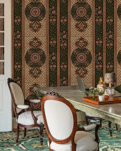 Junora Verse Ornamental Wallpaper — Sage Rose