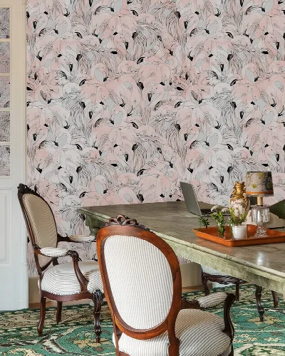 Solenne Vista Bird Wallpaper — Blush