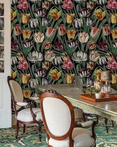 Dovewick Folio Dark Floral Wallpaper — Midnight Garden