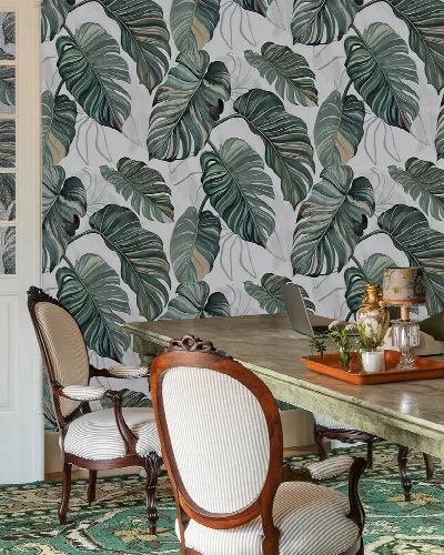 Quenora Haven Tropical Wallpaper — Monochrome