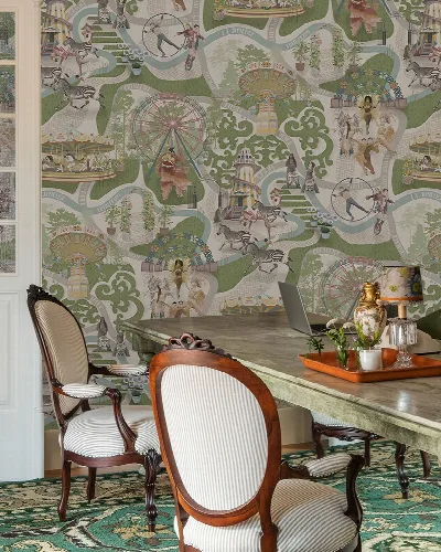 Larkspur Reverie Carnival Wallpaper — Sage