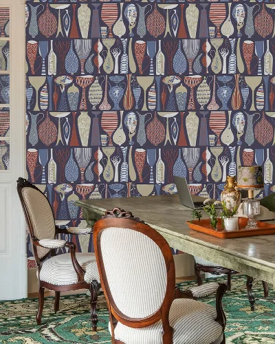 Peverly Haven Illustrative Wallpaper — Indigo