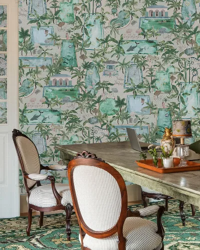 Merevale Reverie Tropical Wallpaper — Pale Sage