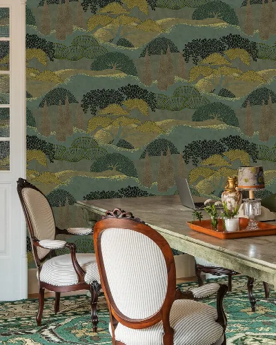Quenora Rhapsody Architectural Wallpaper — Dusty Teal