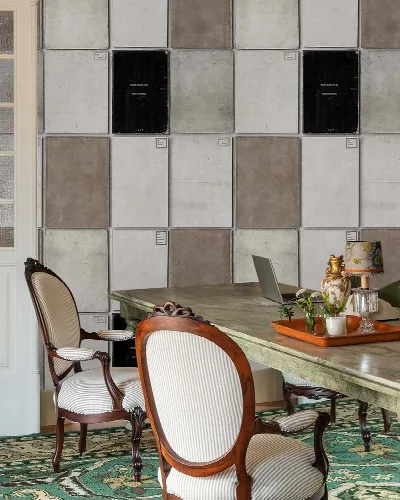 Celandine Folio Geometric Wallpaper — Stone Gray