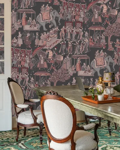 Norwyn Tapestry Woodland Wallpaper — Dusty Rose
