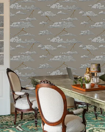 Solenne Keepsake Celestial Wallpaper — Warm Gray