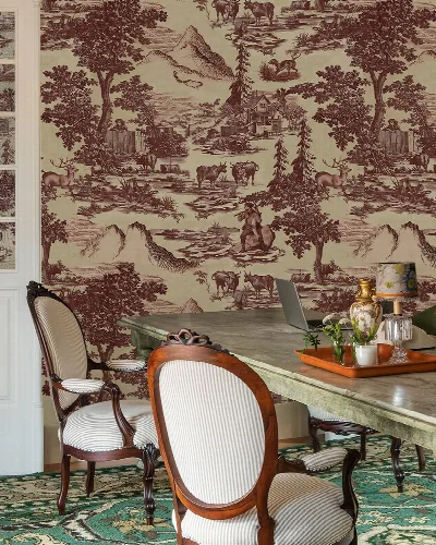Kestrel Solace Ornamental Wallpaper — Burgundy