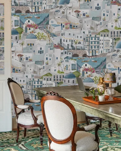 Norwyn Passage Mediterranean Wallpaper — Powder Blue