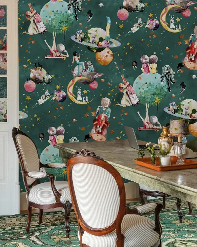 Larkspur Whim Celestial Wallpaper — Forest