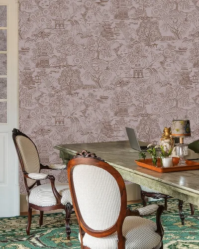 Solenne Journey Ornamental Wallpaper — Dusty Rose