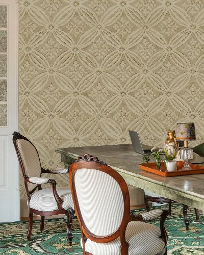 Kestrel Folio Geometric Wallpaper — Warm Ivory