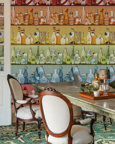 Merevale Story Illustrative Wallpaper — Golden Stripe