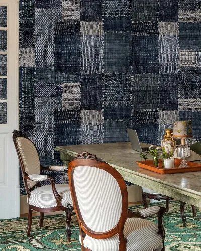 Elowen Keepsake Geometric Wallpaper — Denim