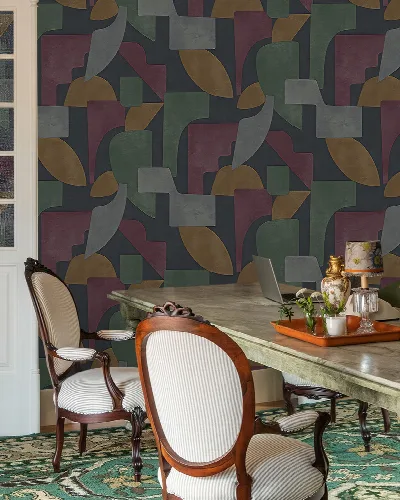 Orlena Vista Geometric Wallpaper — Jewel Tones