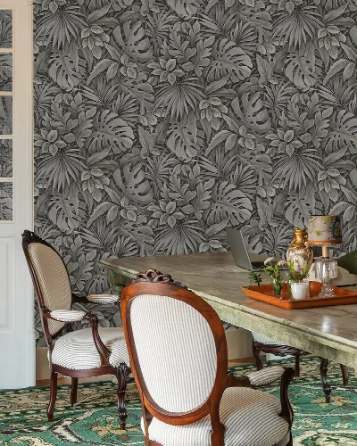 Solenne Cadence Tropical Wallpaper — Charcoal