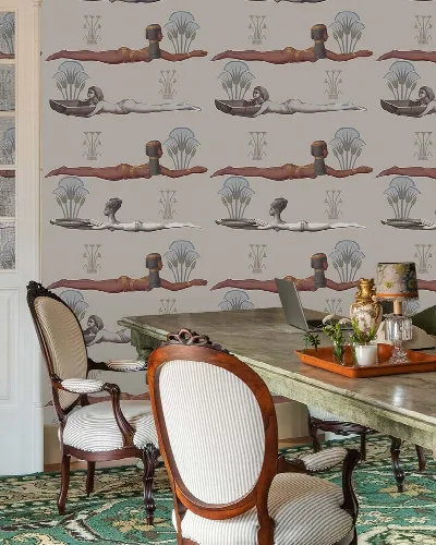 Dovewick Echo Folk Art Wallpaper — Blush Cream