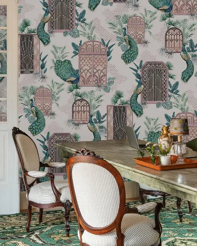 Merevale Echo Architectural Wallpaper — Blush